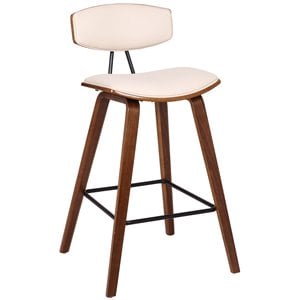 Hawthorne Collections 25.5&quot Mid-Century Wood Counter Stool in Cream