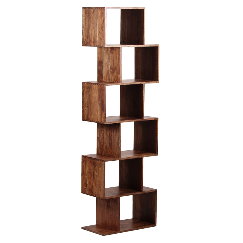 Hawthorne Collections Solid Acacia Wood Brown Bookcase Rectangular 47