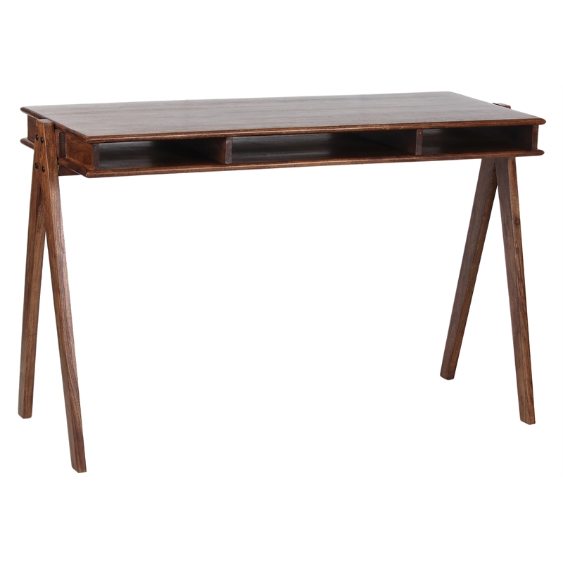 Hawthorne Collections Solid Acacia Wood Brown Desk Rectangular 49.5