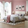 Hawthorne Collections Modern Button Tufted Velvet Full Platform Bed in Ivory