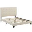 Hawthorne Collections Button Tufted Upholstered Full Platform Bed in Beige