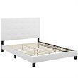 Hawthorne Collections Polyester White Platform Bed Rectangular Padded Tufted Full 58