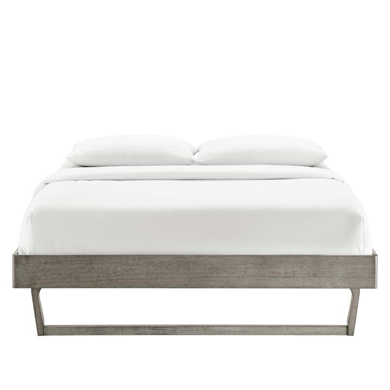 Hawthorne Collections Wood Full Platform Bed Frame with Supporting Legs in Gray