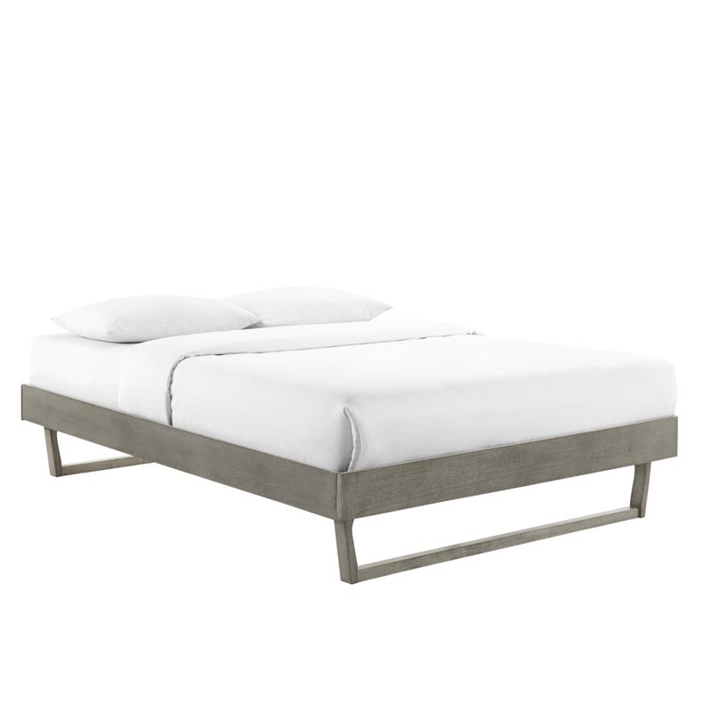Hawthorne Collections Wood Queen Platform Bed Frame with Supporting Legs in Gray