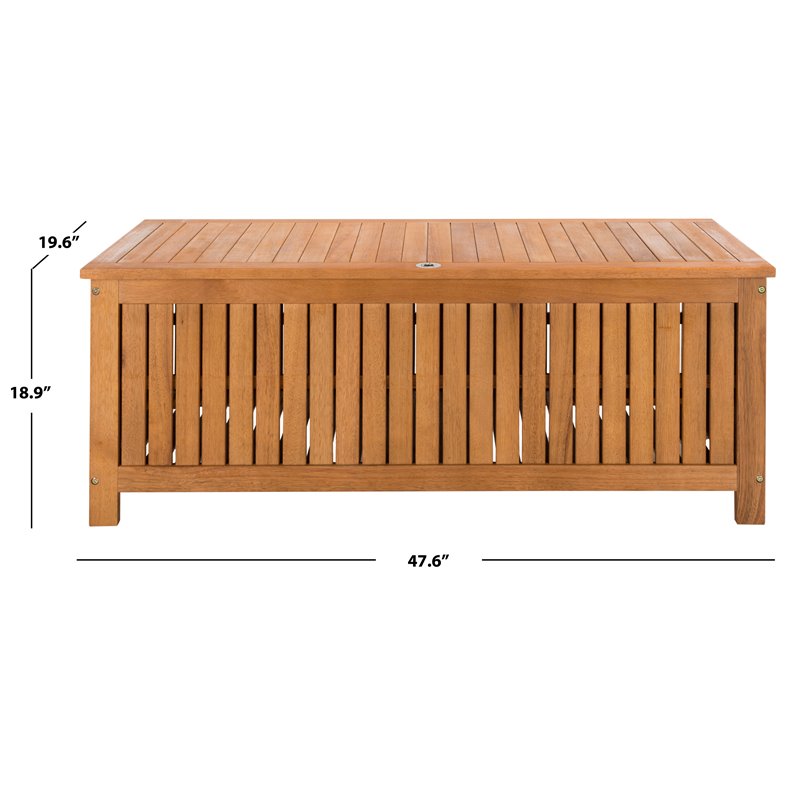 Hawthorne Collections Storage Eucalyptus Wood Outdoor Cushion Box - Teak Natural