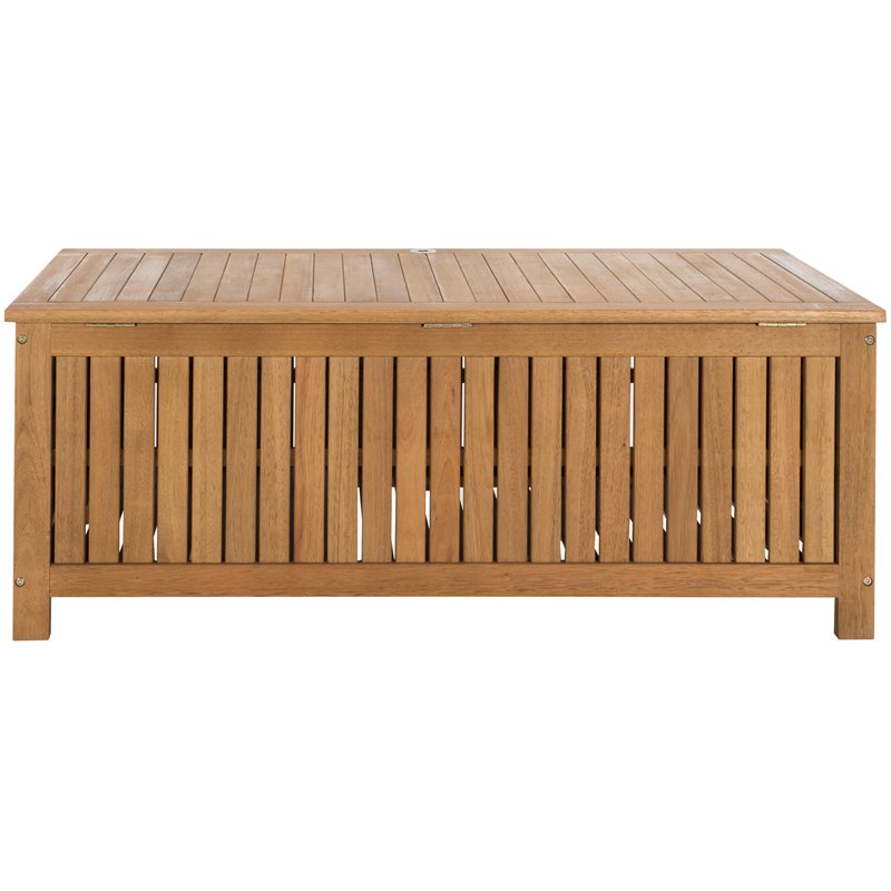 Hawthorne Collections Storage Eucalyptus Wood Outdoor Cushion Box - Teak Natural