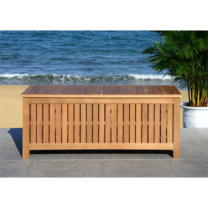 Hawthorne Collections Storage Eucalyptus Wood Outdoor Cushion Box - Teak Natural