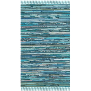 Hawthorne Collections 2'-3&quot x 5'-0&quot Cotton Hand Woven Rug in Blue / Multi-Color