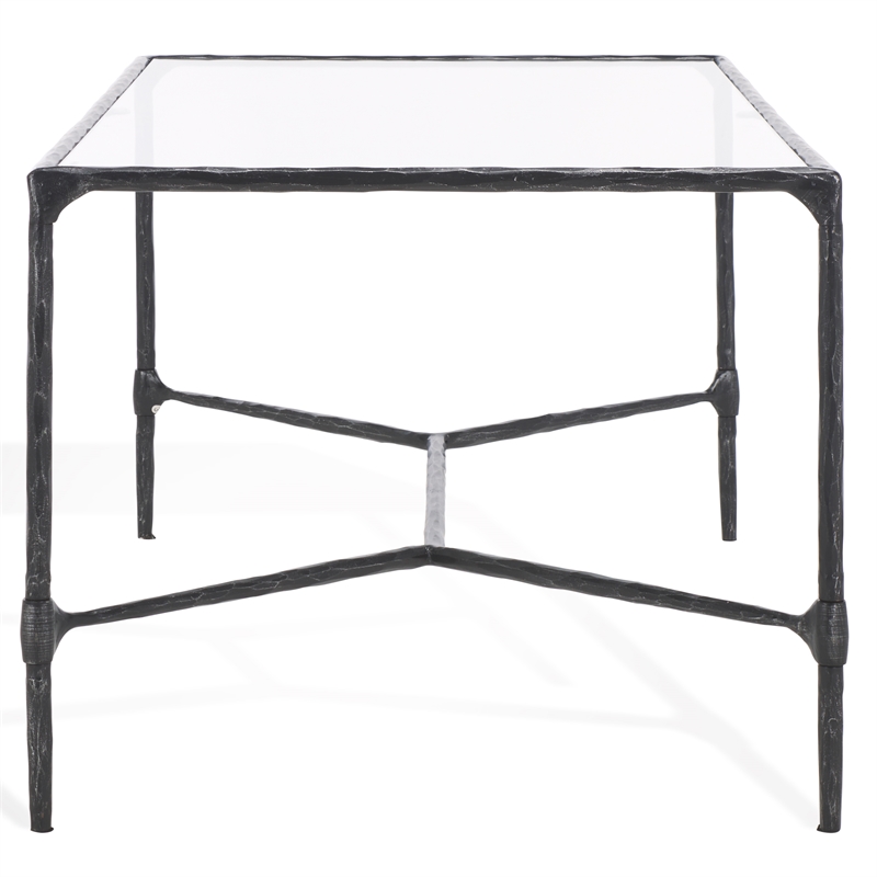 Hawthorne Collections Iron and Glass Coffee Table in Black / Clear