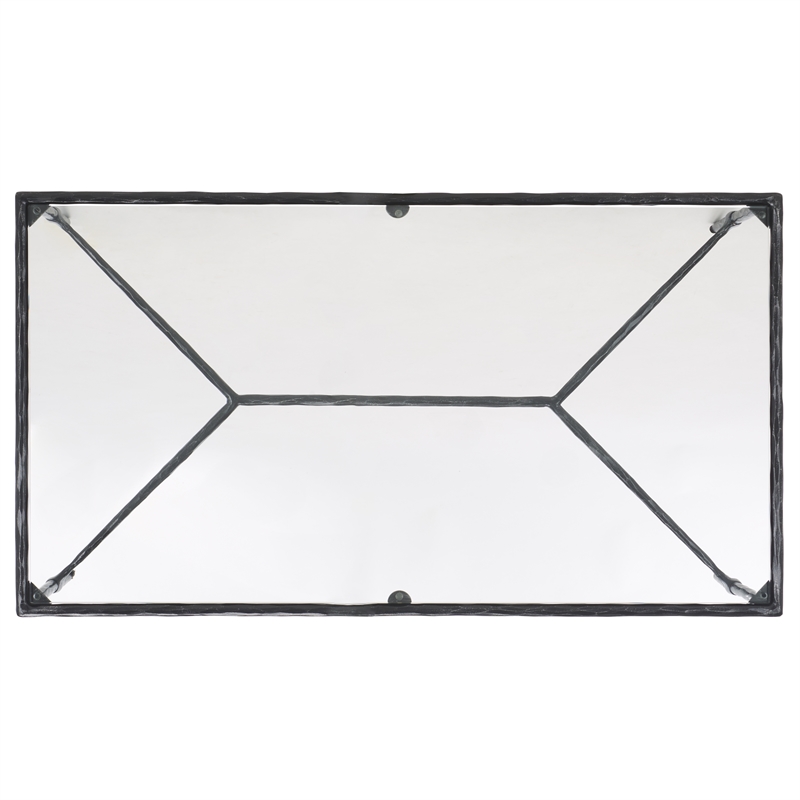 Hawthorne Collections Iron and Glass Coffee Table in Black / Clear