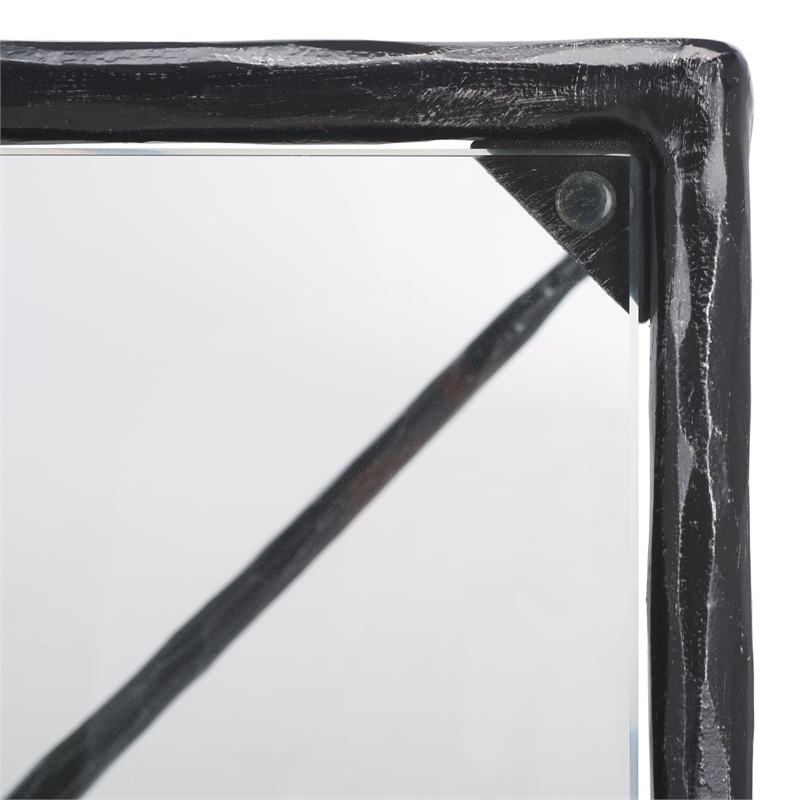 Hawthorne Collections Iron and Glass Coffee Table in Black / Clear