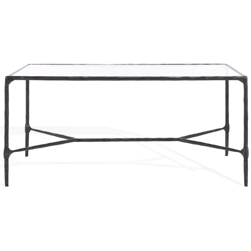 Hawthorne Collections Iron and Glass Coffee Table in Black / Clear