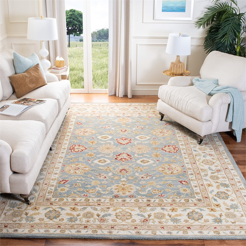 Hawthorne Collections Contemporary Gray Blue Traditional Rug - 9' x 12'