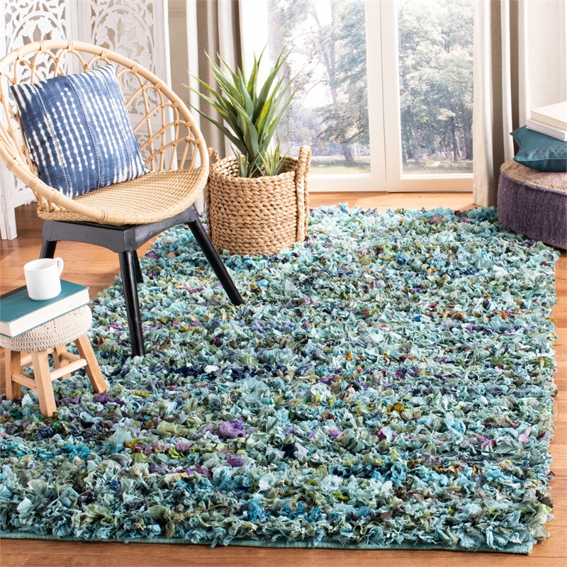 Hawthorne Collections Contemporary 4' x 6' Hand Loomed Shag Rug in Cream