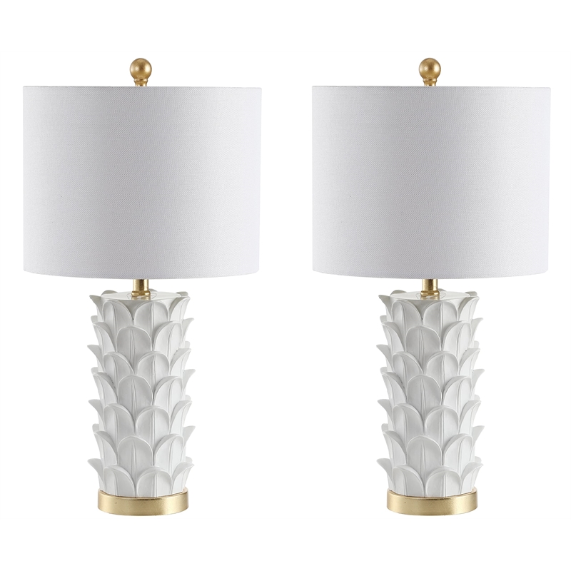 Hawthorne Collections Table Lamp in White and Gold (Set of 2)