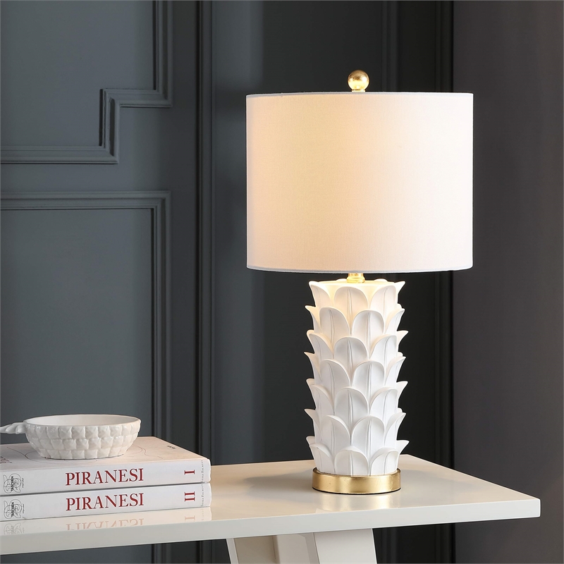 Hawthorne Collections Table Lamp in White and Gold (Set of 2)