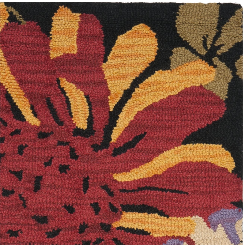 Hawthorne Collections Contemporary Runner Rug in Black / Multi