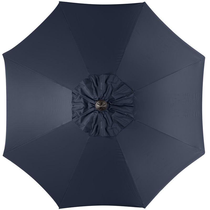 Hawthorne Collections 9ft Crank Metal Outdoor Umbrella in Navy and White