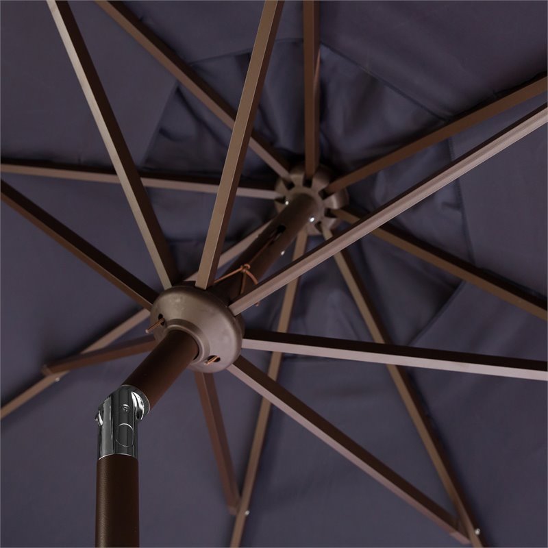 Hawthorne Collections 9ft Crank Metal Outdoor Umbrella in Navy and White