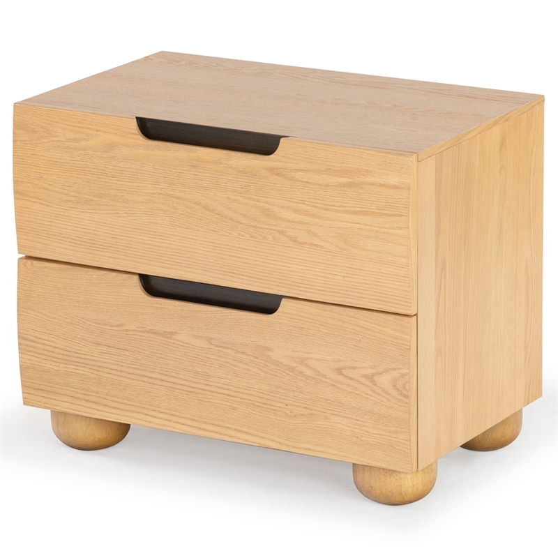 Hawthorne Collections Solid Wood 2 Drawer Nightstand in Natural