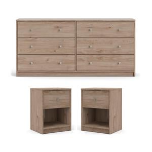 Hawthorne Collections 3 Piece Dresser and Nightstands Set in Jackson Hickory