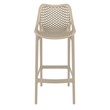 Hawthorne Collections Polypropylene Patio Bar Stool in Taupe - Set of 2