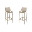 Hawthorne Collections Polypropylene Patio Bar Stool in Taupe - Set of 2