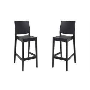 Hawthorne Collections Resin 29.5&quot Barstool in Black - Set of 2