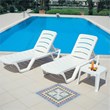 Hawthorne Collections Square Resin Patio Side Table in White - Set of 2