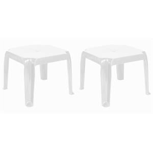 Hawthorne Collections Square Resin Patio Side Table in White - Set of 2