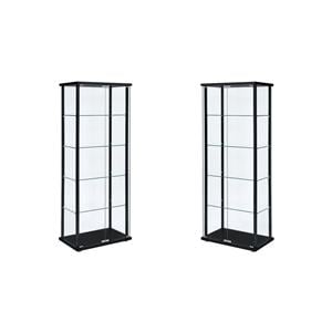 Hawthorne Collections 5-Shelves Wood/Glass Curio Cabinet in Black (Set of 2)