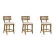 Hawthorne Collections 3 Piece Coastal Linen Fabric Counter Stool Set in Beige
