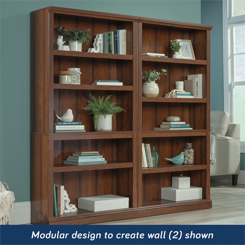 Hawthorne Collections 2 Piece Wood Bookcase Set with 5 Shelf in Cherry