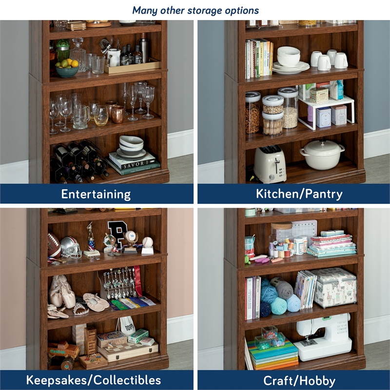 Hawthorne Collections 2 Piece Wood Bookcase Set with 5 Shelf in Cherry
