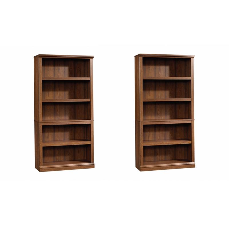 Hawthorne Collections 2 Piece Wood Bookcase Set with 5 Shelf in Cherry