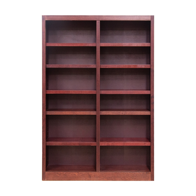 Hawthorne Collections 2Pc Tall 12-shelf Double Wide Wood Bookcase Set in Cherry