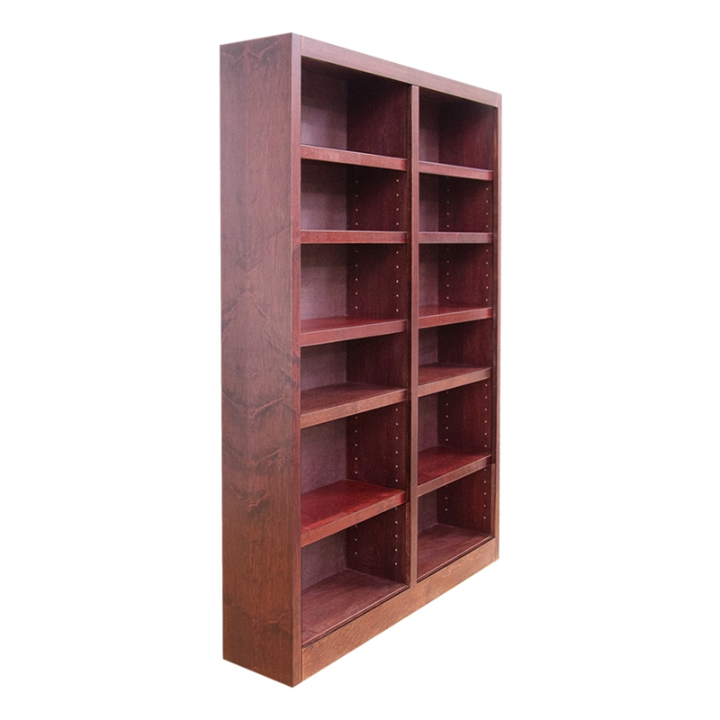 Hawthorne Collections 2Pc Tall 12-shelf Double Wide Wood Bookcase Set in Cherry