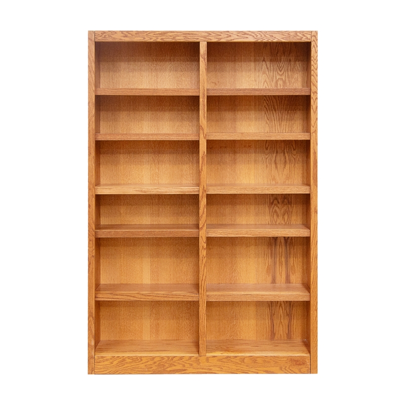 Hawthorne Collections 2 Piece Tall 12-shelf Double Wide Wood Bookcase Set in Oak