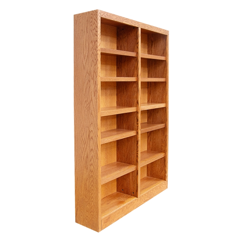 Hawthorne Collections 2 Piece Tall 12-shelf Double Wide Wood Bookcase Set in Oak