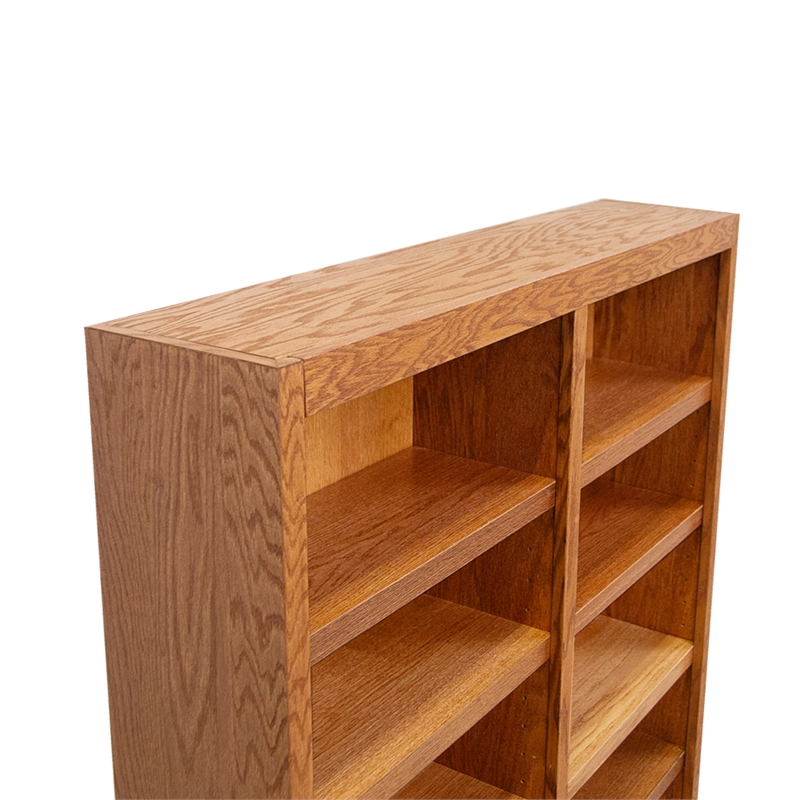 Hawthorne Collections 2 Piece Tall 12-shelf Double Wide Wood Bookcase Set in Oak