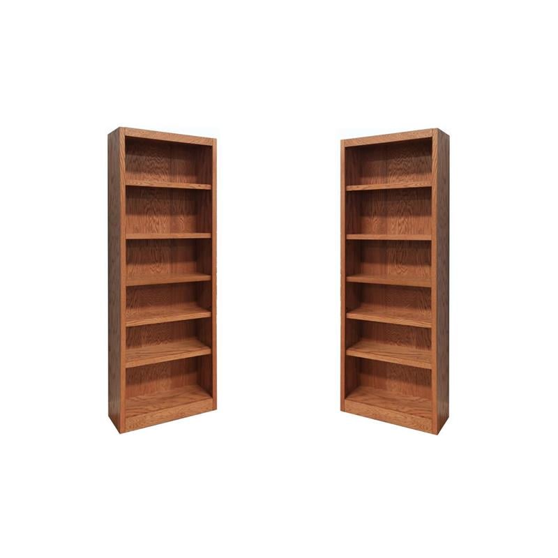 Hawthorne Collections 2 Piece Tall 6-shelf Wood Bookcase Set in Dry Oak