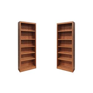 Hawthorne Collections 2 Piece Tall 6-shelf Wood Bookcase Set in Dry Oak
