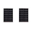 Hawthorne Collections 2 Piece Double Wide Wood Bookcase Set in Espresso