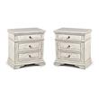Hawthorne Collections 3 Drawer Wood Nightstand Set in Rustic Ivory (Set of 2)