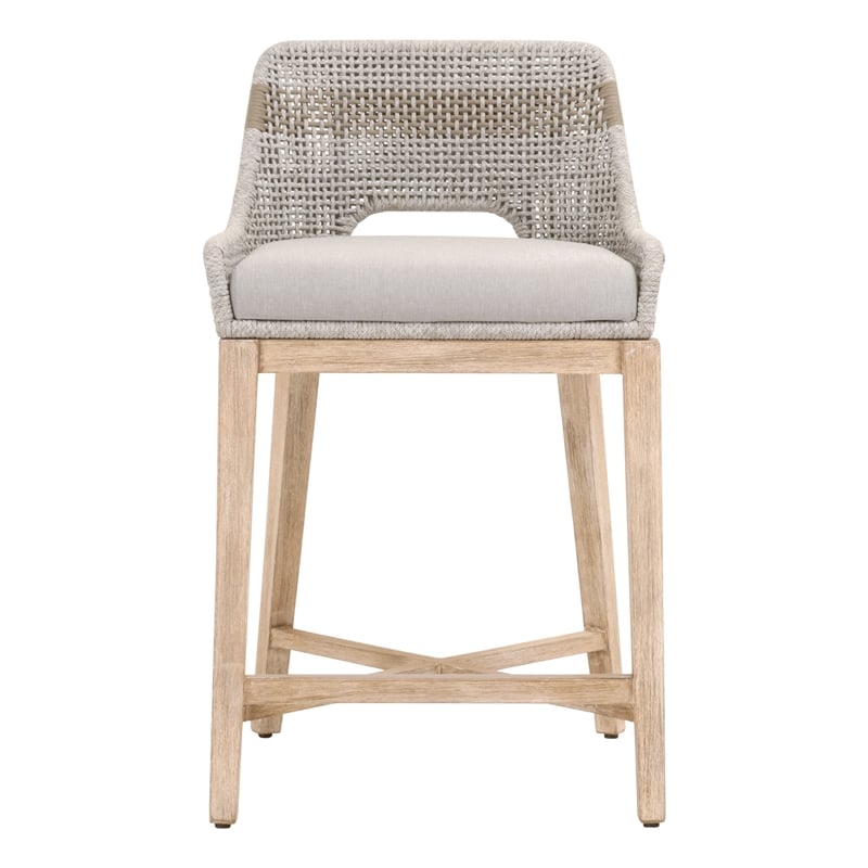 Hawthorne Collections Beige 2 Piece Flat Rope Wood Frame Counter Stool Set