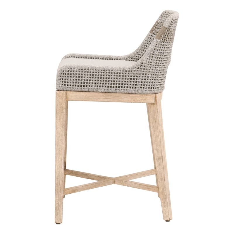 Hawthorne Collections Beige 2 Piece Flat Rope Wood Frame Counter Stool Set
