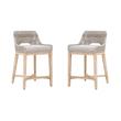 Hawthorne Collections Beige 2 Piece Flat Rope Wood Frame Counter Stool Set