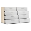 Hawthorne Collections 4PC Set 2 Nightstands & Double Dresser & Chest - Oak/White