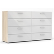 Hawthorne Collections 4PC Set 2 Nightstands & Double Dresser & Chest - Oak/White
