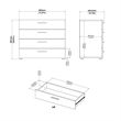 Hawthorne Collections 4PC Set 2 Nightstands & Double Dresser & Chest - Oak/White
